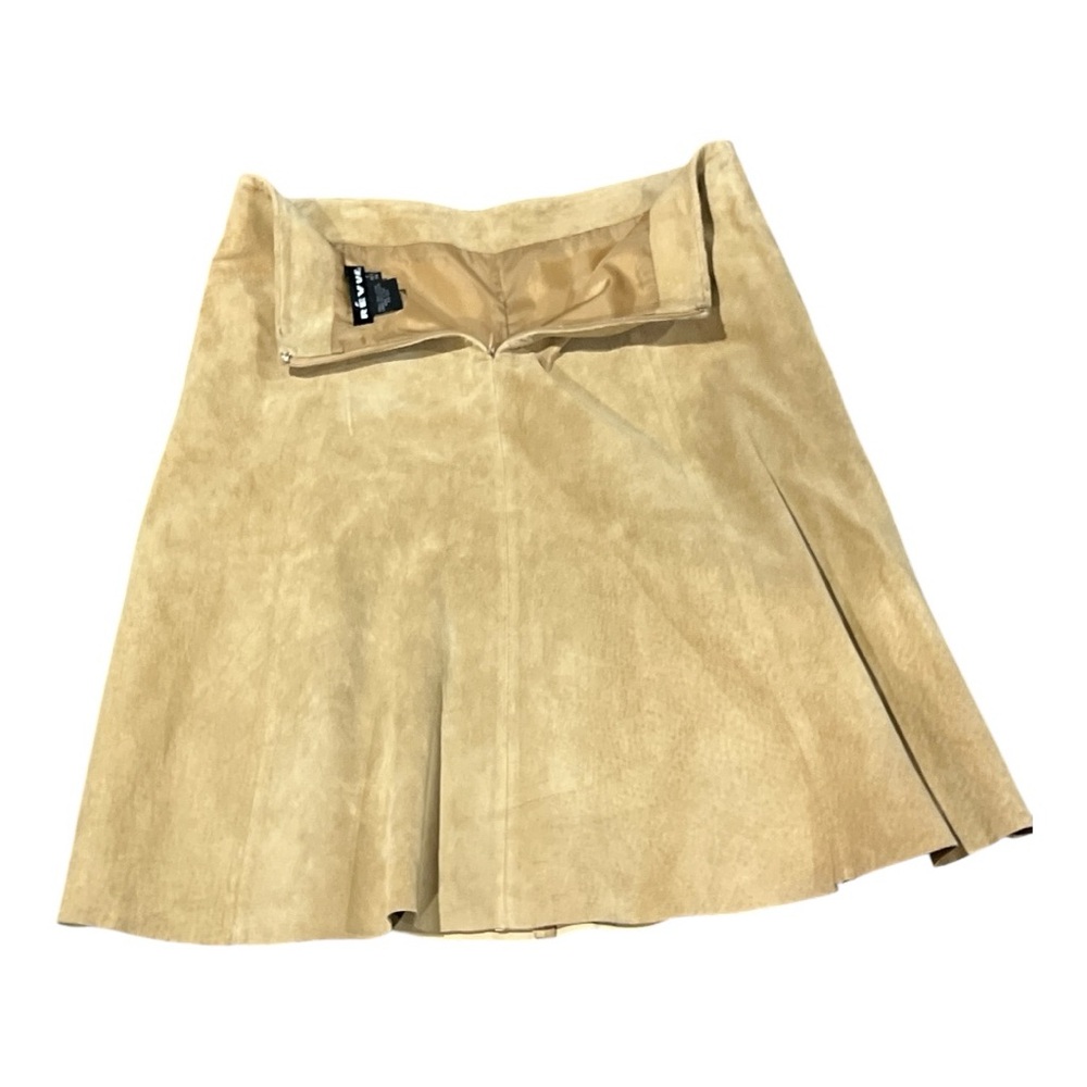 Revue A-Line Leather Beige Decorative Skirt Size 12. - Picture 3 of 5